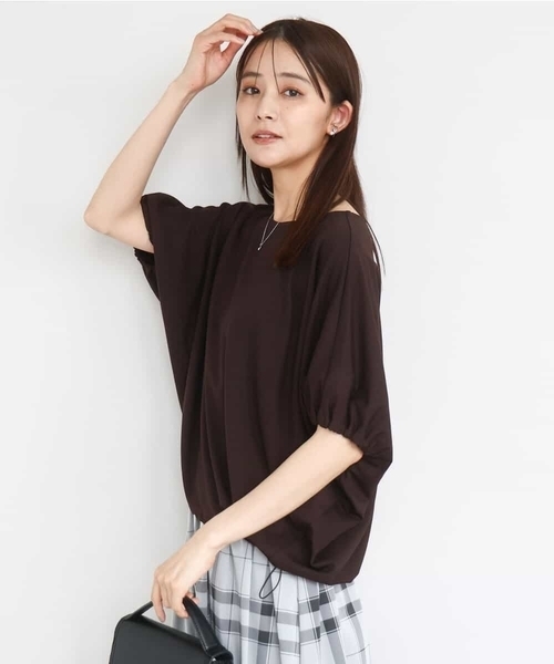 tシャツ ドロストデザインドルマンスリーブカットソー/UVカット/接触冷感/洗える レディース