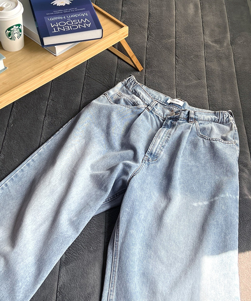 「MONO-MART」 加工デニムパンツ L サックスブルー メンズ