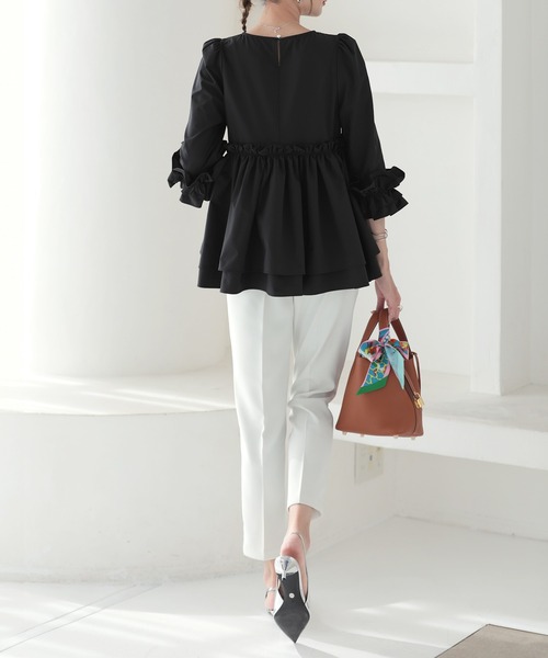 「MERAKI」 7分袖ブラウス FREE ブラック レディース_画像5