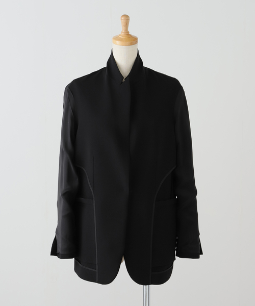 【1回着用のみ】Deuxieme Classe トリアセジョーゼットコート 黒 トリアセジョーゼット ジャケット（その他アウター）｜Deuxieme Classe