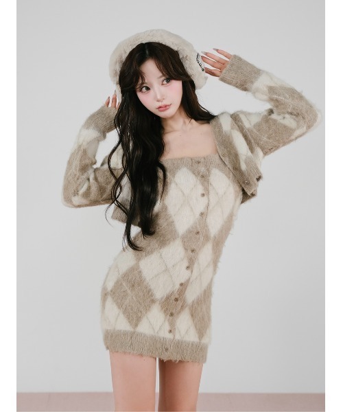 Darich（ダーリッチ） ワンピース アーガイルニットアンサンブル