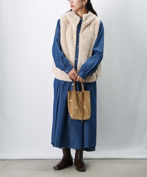 LADY LUCK LUCA ベスト ジレ LC/LLL 裾リブファータフタキルトベスト