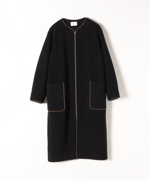 「SHIPS any」 ノーカラーコート 38 ブラック レディース_画像3