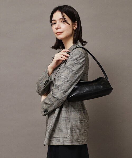 HIROFU ブラックレザー ハンドバッグ 保存袋付き シボ革　フォーマル HIROFU｜【ペルーシェ】レザーハンドバッグ S 本革 フォーマルバッグ