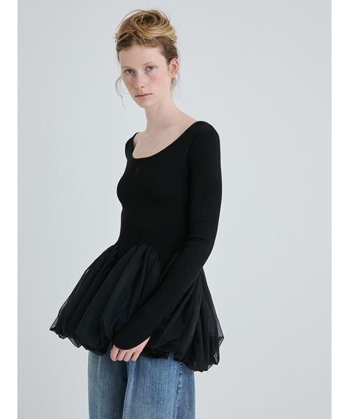 SORIN（ソリン） tシャツ Tulle Panel Hem Top/チュールパネルヘム