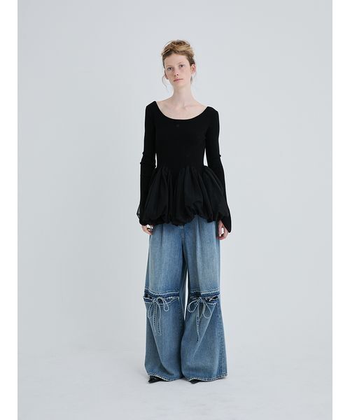 SORIN（ソリン） tシャツ Tulle Panel Hem Top/チュールパネルヘム
