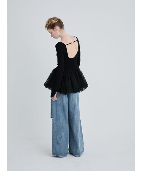SORIN（ソリン） tシャツ Tulle Panel Hem Top/チュールパネルヘム