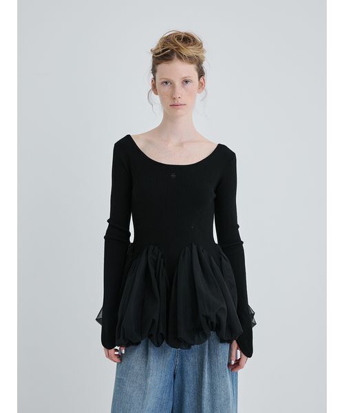 SORIN（ソリン） tシャツ Tulle Panel Hem Top/チュールパネルヘム