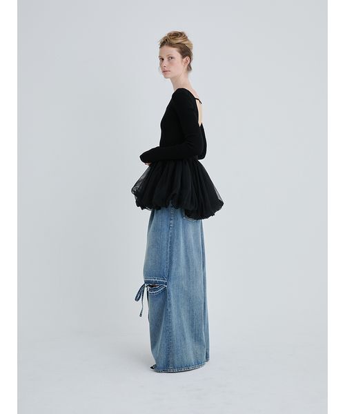 SORIN（ソリン） tシャツ Tulle Panel Hem Top/チュールパネルヘム