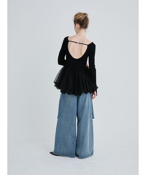 SORIN（ソリン） tシャツ Tulle Panel Hem Top/チュールパネルヘム 