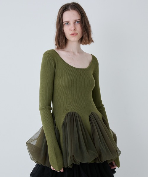 SORIN（ソリン） tシャツ Tulle Panel Hem Top/チュールパネルヘム