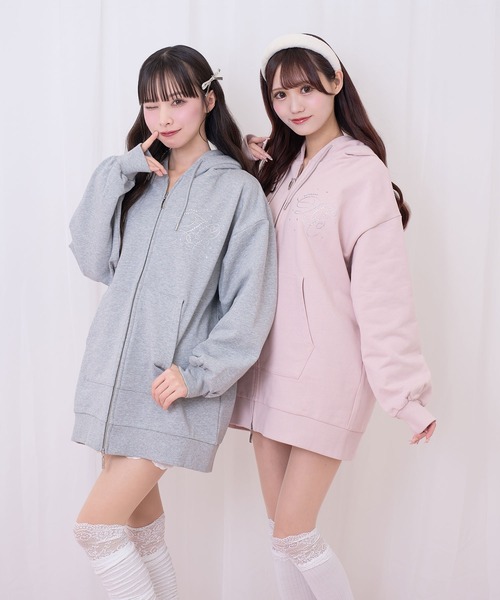 Honey Cinnamon（ハニーシナモン） パーカー 羽ビジュージップパーカー