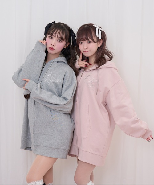 Honey Cinnamon（ハニーシナモン） パーカー 羽ビジュージップパーカー