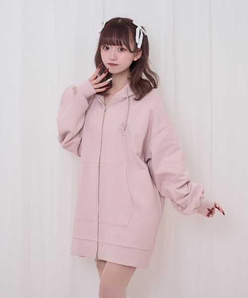 Honey Cinnamon（ハニーシナモン） パーカー 羽ビジュージップパーカー