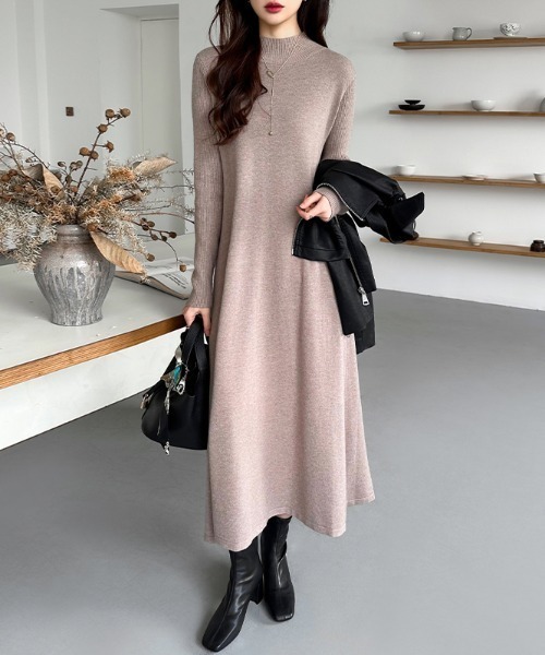 「COCOMOMO」 ニットワンピース FREE ネイビー レディース_画像3