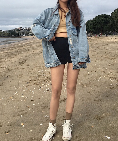 「meJane」 デニムジャケット FREE ブルー レディース_画像7