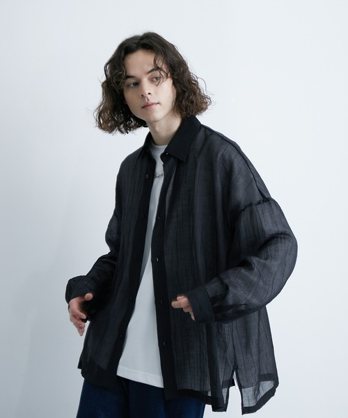 「JUNRED」 長袖シャツ M ブラック メンズ_画像3