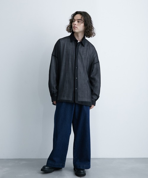 「JUNRED」 長袖シャツ M ブラック メンズ_画像9