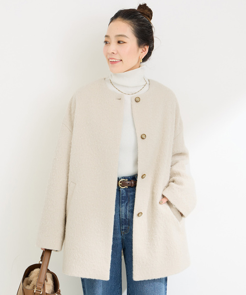 B.C STOCK（ベーセーストック） ノーカラーコート FREE アイボリー