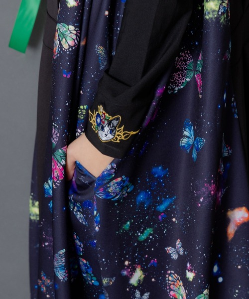 ScoLar（スカラー） ジャンパースカート 153776：宇宙蝶柄×ジャージ