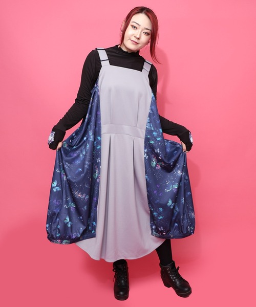 新品タグ付 スカラー　153776：宇宙蝶柄×ジャージ生地 ジャンパースカート ScoLar（スカラー） ジャンパースカート 153776：宇宙蝶柄×ジャージ