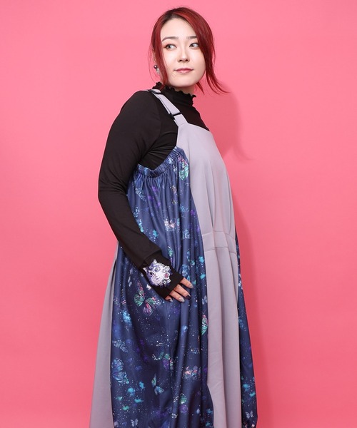 ScoLar（スカラー） ジャンパースカート 153776：宇宙蝶柄×ジャージ