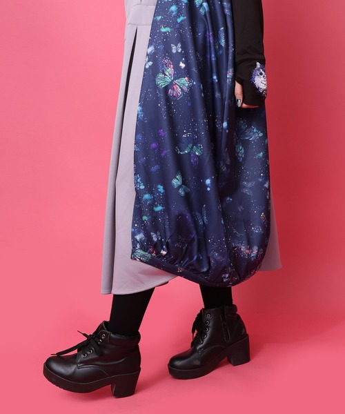 ScoLar（スカラー） ジャンパースカート 153776：宇宙蝶柄×ジャージ