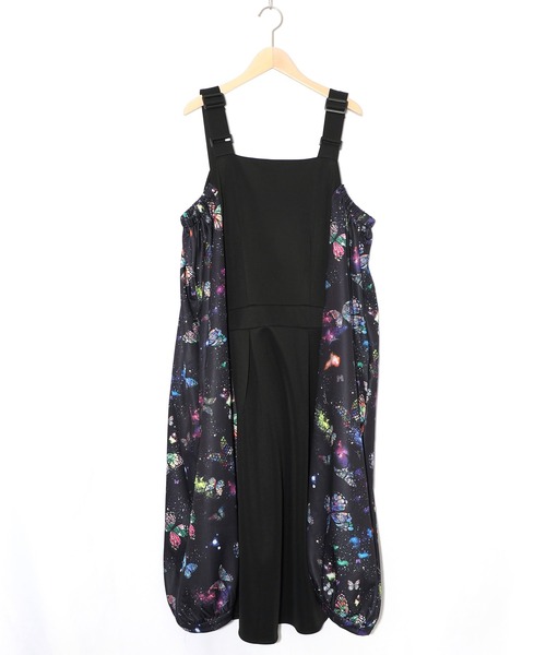 ScoLar（スカラー） ジャンパースカート 153776：宇宙蝶柄×ジャージ