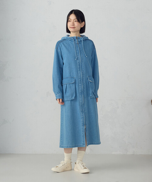 パーカー ドッキング ワンピース【Blue Lab：EZUMi】 ワンピース デニムパーカーワンピース / セットアップ対応 : ZOZOTOWN