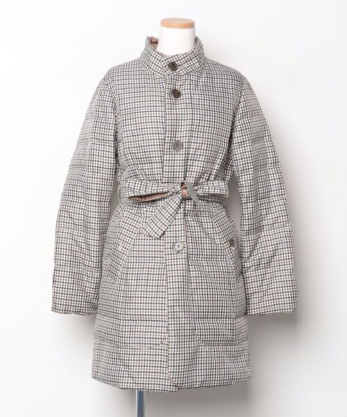 Aquascutum（アクアスキュータム） チェック柄ダウンコート - ベージュ 