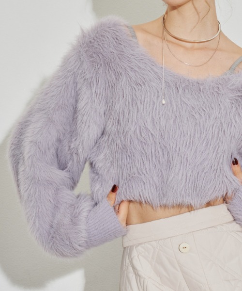 「VIOLETTA」 長袖ニット FREE チャコールグレー レディース_画像3