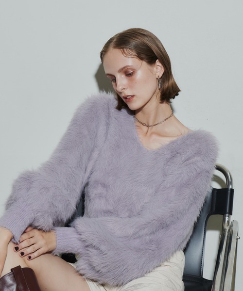 「VIOLETTA」 長袖ニット FREE チャコールグレー レディース_画像7