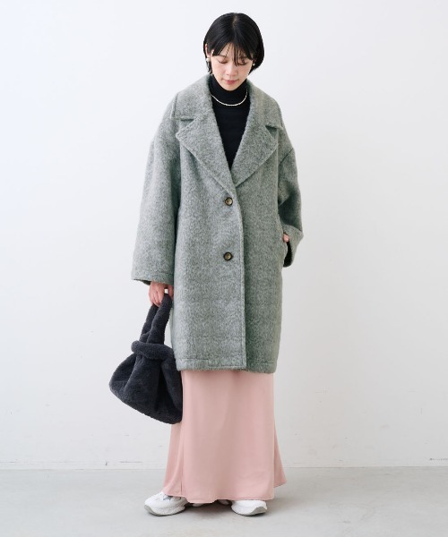 「IEDIT」 チェスターコート LL ライトグレー レディース_画像3