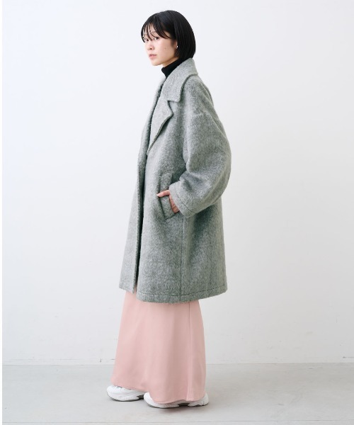 「IEDIT」 チェスターコート LL ライトグレー レディース_画像4