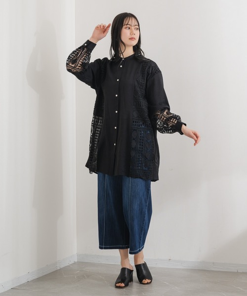 「KATHARINE ROSS」 「LHELBIE」長袖チュニック MEDIUM ブラック レディース_画像4