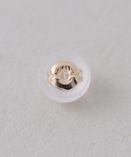 Lilas ピアス ボックスブラックダイヤ12mmバーピアス K10（両耳