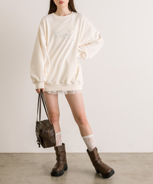 「OLIVE des OLIVE」 スウェットカットソー FREE チャコールグレー レディース_画像4