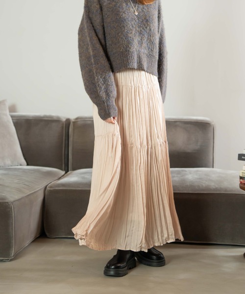 「hinari」 プリーツスカート SMALL ブラウン レディース_画像5