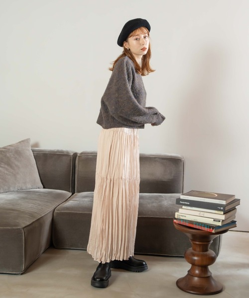 「hinari」 プリーツスカート SMALL ブラウン レディース_画像6