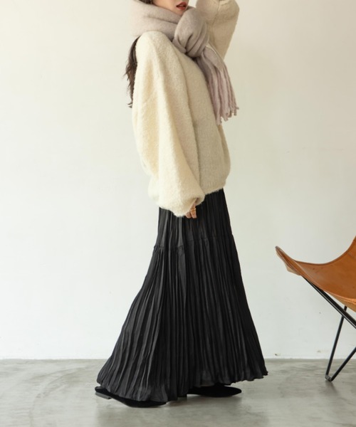 「hinari」 プリーツスカート SMALL ブラウン レディース_画像9