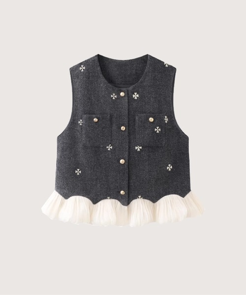 LA POMME petit（ラポミ・プチ） セットアップ Texture Embroidery