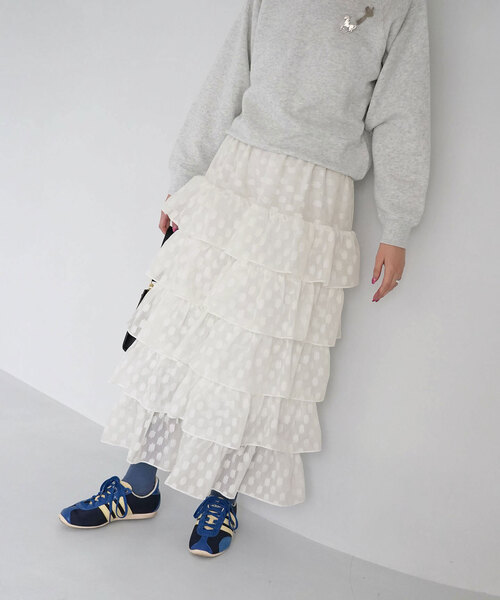 「SLOBE citron.」 フリルスカート FREE ホワイト レディース_画像5