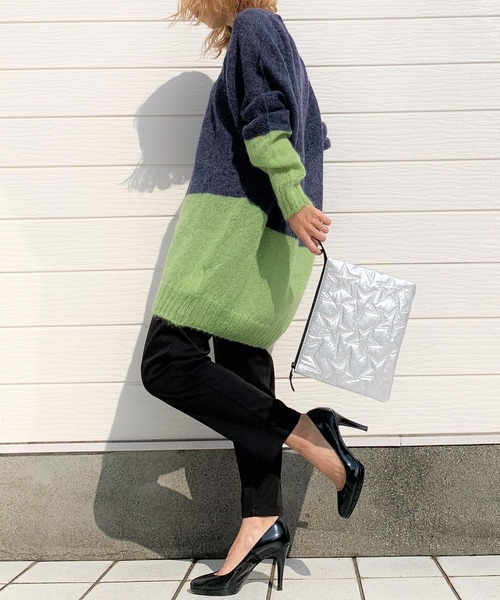 「Q」 長袖ニット MEDIUM ダークブラウン レディース_画像2