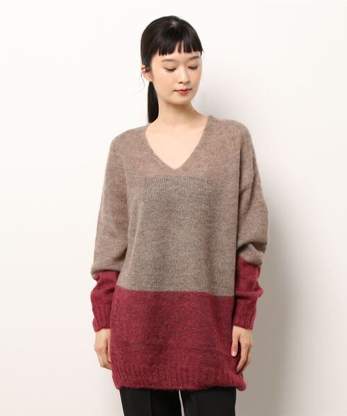 「Q」 長袖ニット MEDIUM ダークブラウン レディース_画像5