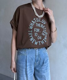 doudou ロゴプリント 半袖Tシャツ DouDou（ドゥドゥ） tシャツ 半袖 サークルロゴTEE レディース