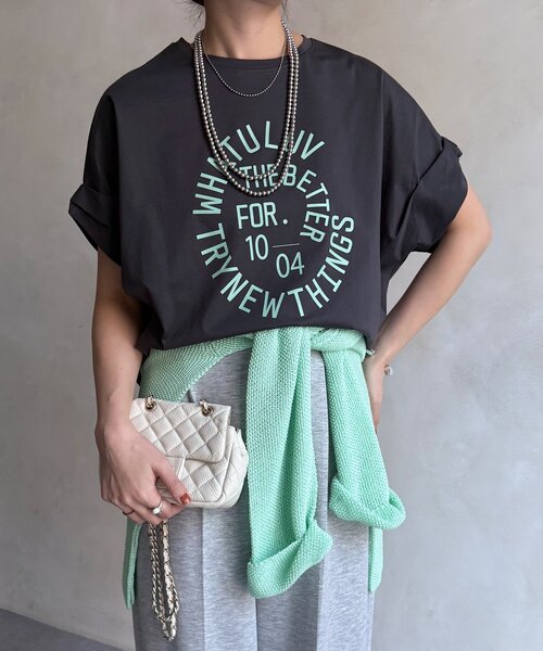 DouDou（ドゥドゥ） tシャツ 半袖 サークルロゴTEE レディース