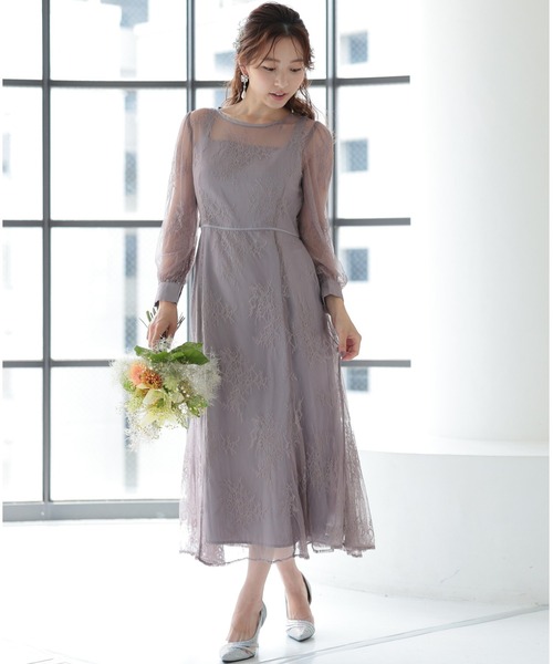 「PREFERIR」 長袖ワンピース LARGE モカ レディース_画像2