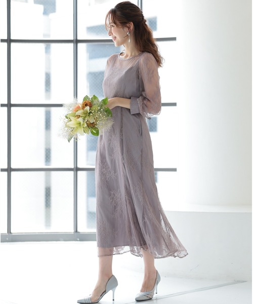 「PREFERIR」 長袖ワンピース LARGE モカ レディース_画像4