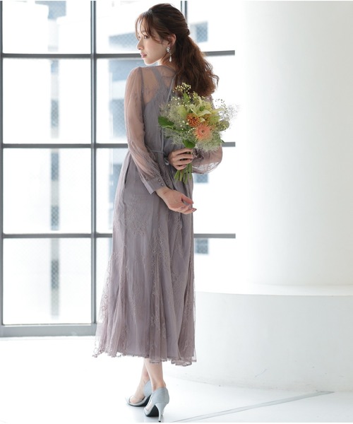 「PREFERIR」 長袖ワンピース LARGE モカ レディース_画像6