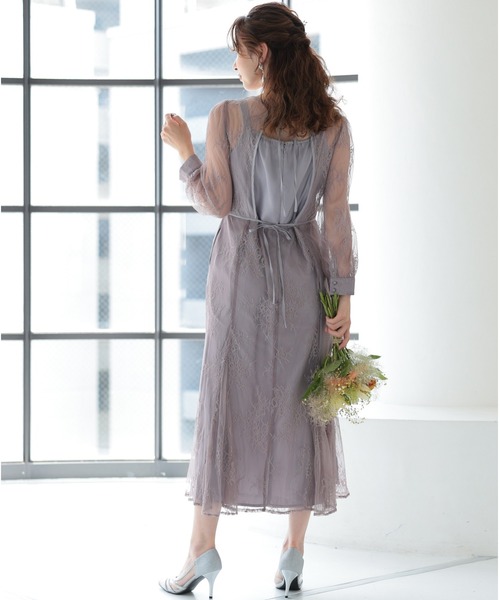 「PREFERIR」 長袖ワンピース LARGE モカ レディース_画像7